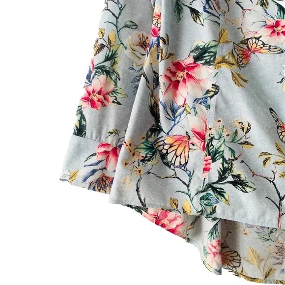 Chico’s No Iron Butterfly Floral Button-Up Shirt Women Size 12/14 Preppy Office - Picture 7 of 12